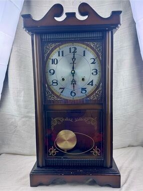 VTG Alaron 31-Day Chime Pendulum Mechanical Wind Up Wall Clock. Tested-Works